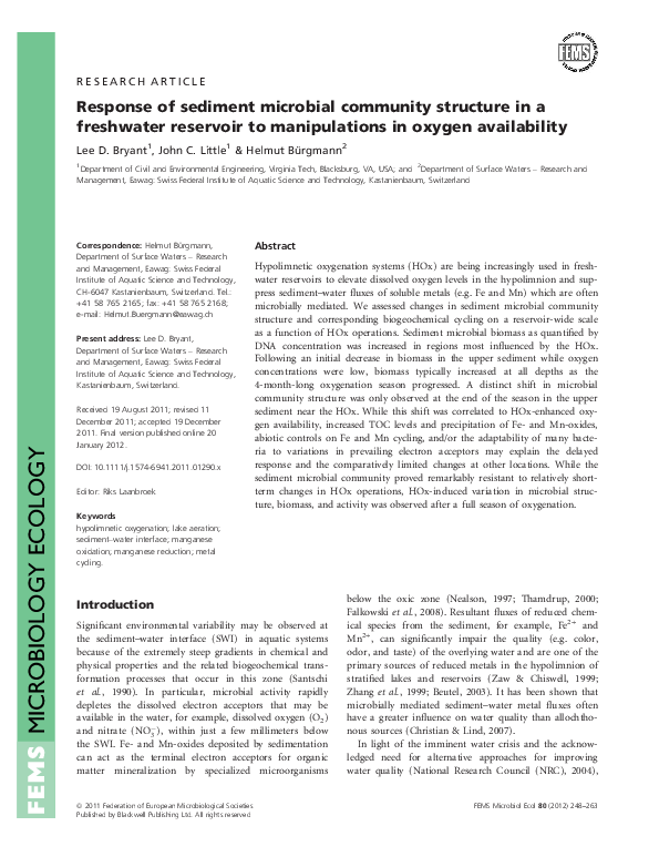 (PDF) Response of sediment microbial community structure in a ...