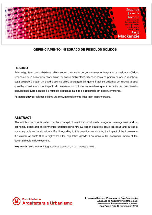 GERENCIAMENTO INTEGRADO DE RESÍDUOS SÓLIDOS