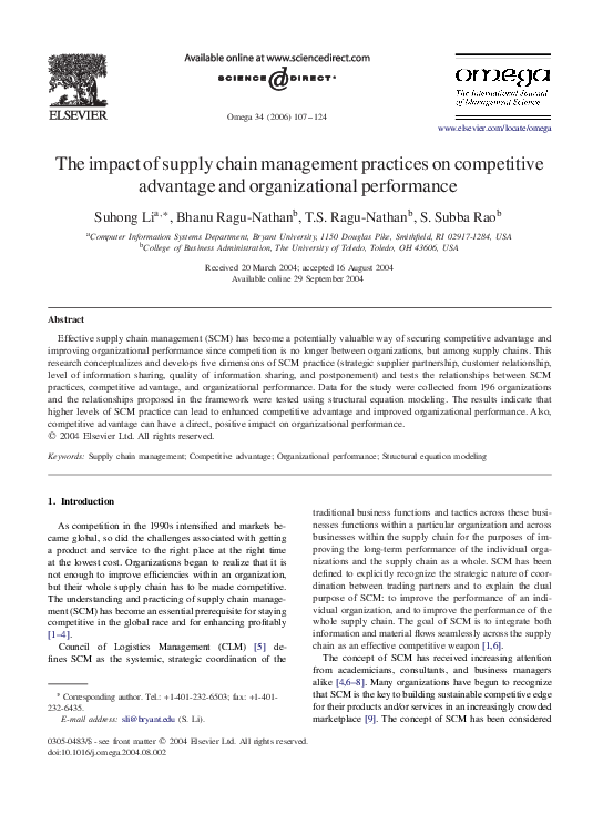 (PDF) The impact of supply chain management practices on performance of ...