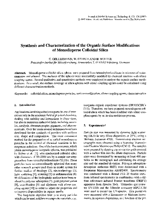 (PDF) Synthesis and characterization of the organic surface ...
