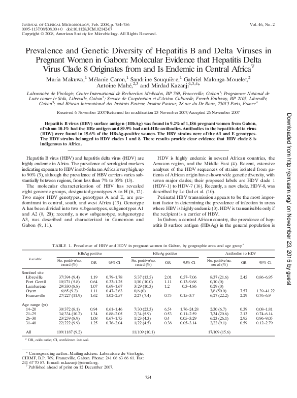 (PDF) Prevalence and Genetic Diversity of Hepatitis B and Delta Viruses ...