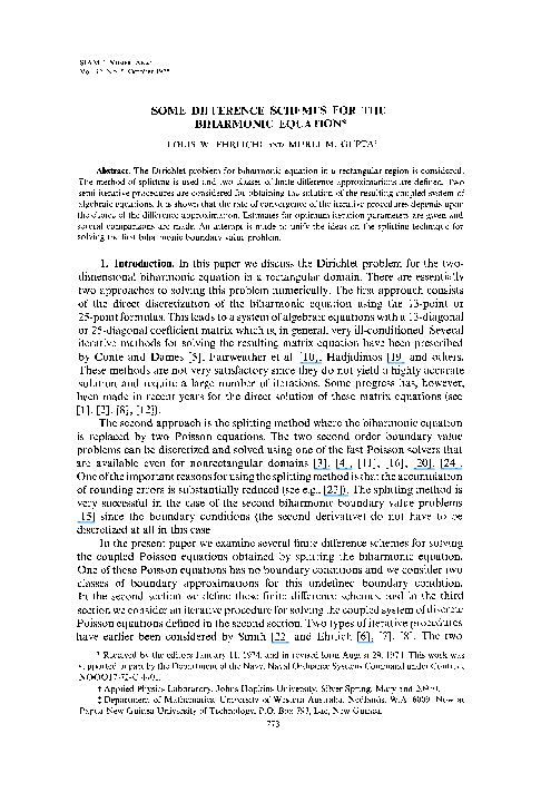 (PDF) Some Difference Schemes for the Biharmonic Equation