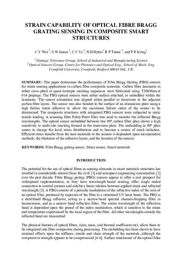 (PDF) Strain Capability of Optical Fibre Bragg Grating Sensing in ...