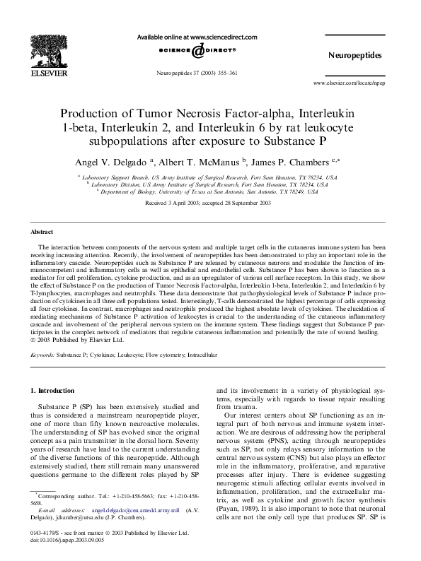 (PDF) Production of Tumor Necrosis Factor-alpha, Interleukin 1-beta ...