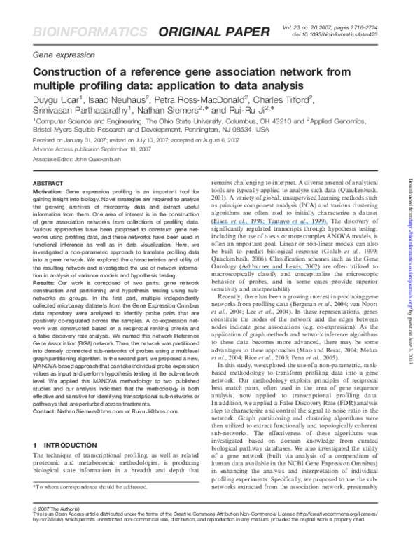 (PDF) Construction of a reference gene association network from ...