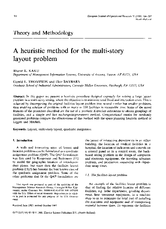 (PDF) A heuristic method for the multistory layout problem Bharat