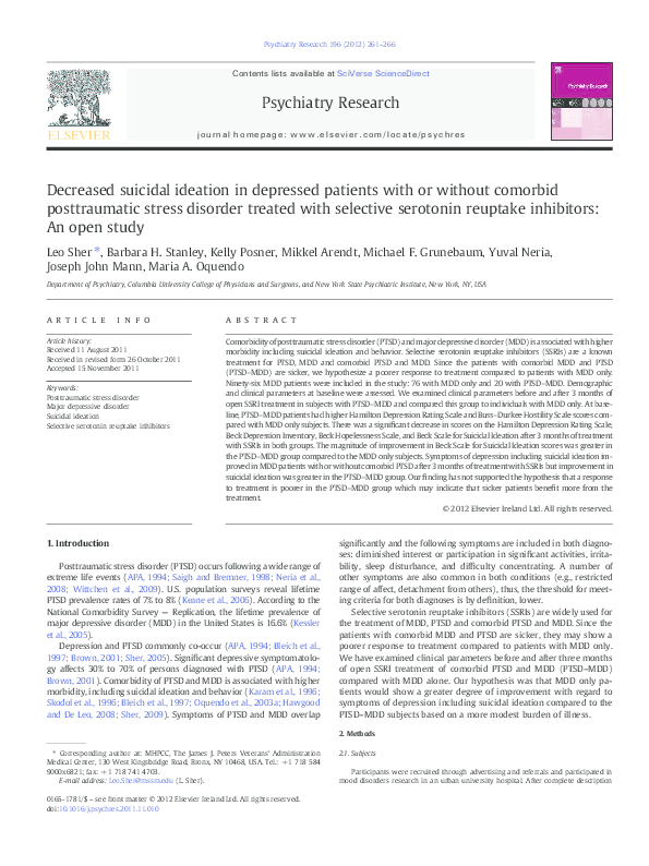 (PDF) Decreased suicidal ideation in depressed patients with or without ...