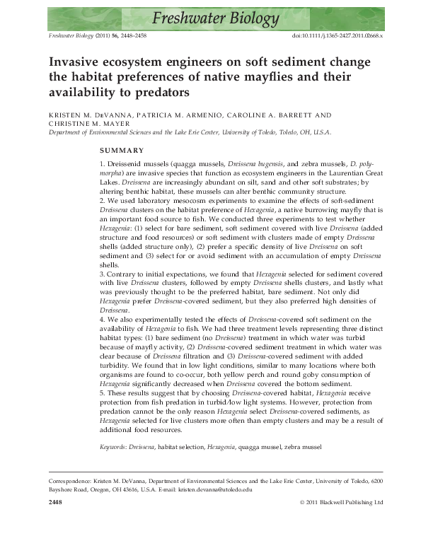 (PDF) Invasive ecosystem engineers on soft sediment change the habitat ...