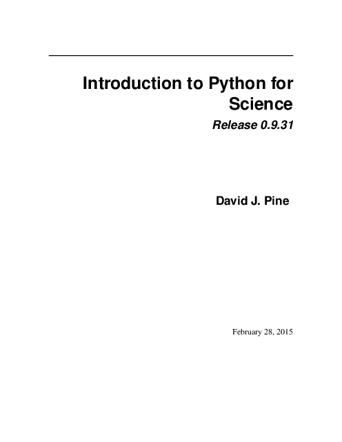 (PDF) Python for Science