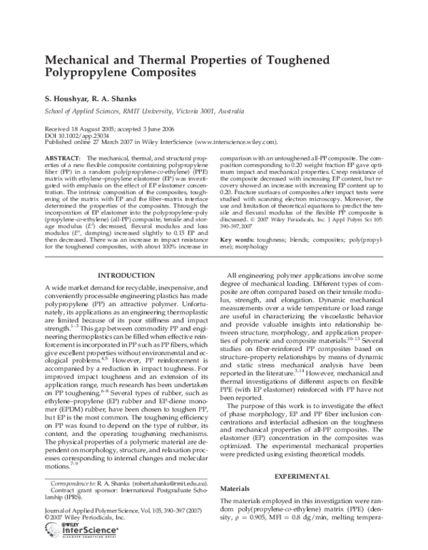(PDF) Mechanical and thermal properties of toughened polypropylene ...