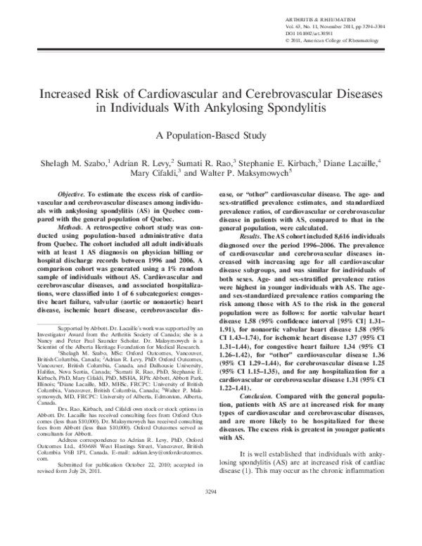 (PDF) Increased risk of cardiovascular and cerebrovascular diseases in ...