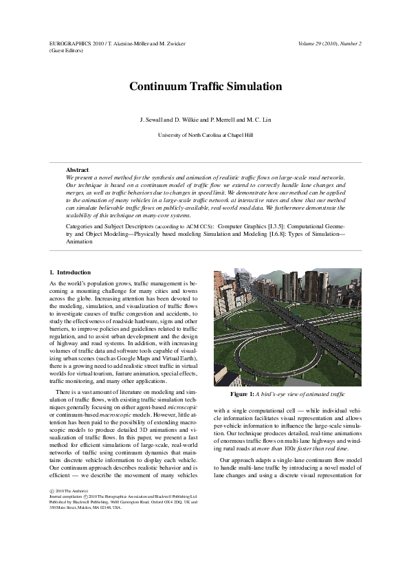 (PDF) Continuum Traffic Simulation | Ming Lin - Academia.edu