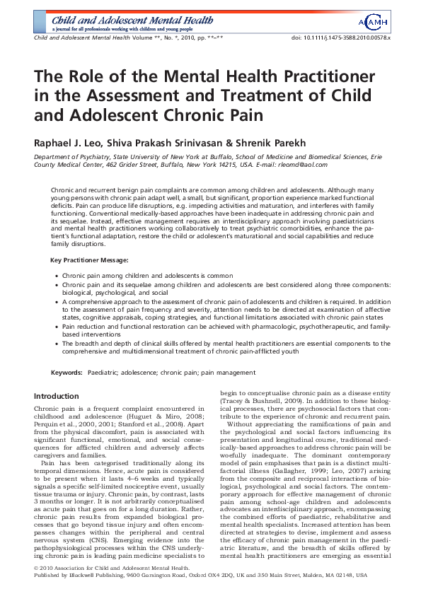 (PDF) The Role of the Mental Health Practitioner in the Assessment and ...