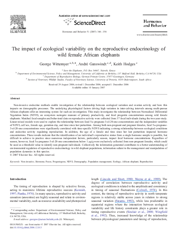 (PDF) The impact of ecological variability on the reproductive ...