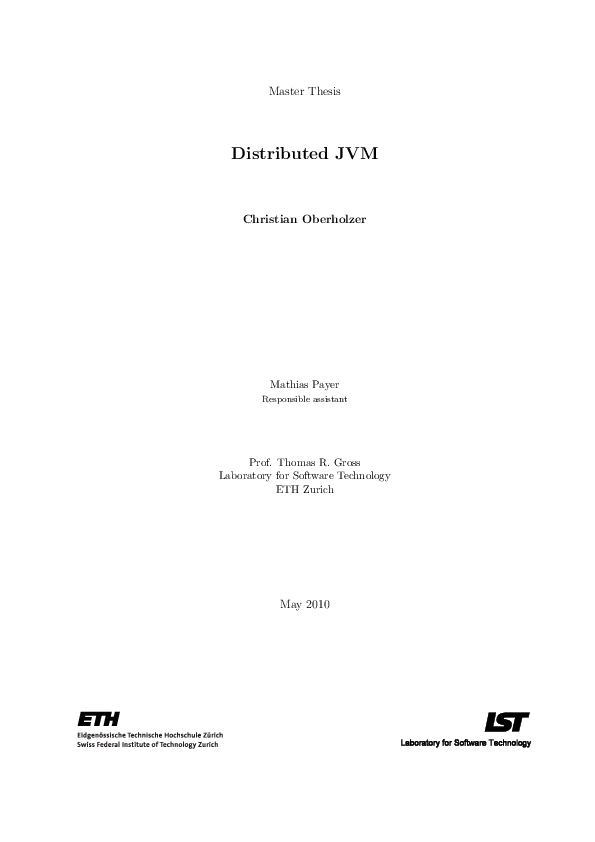 (PDF) Distributed Java Virtual Machine (JVM)
