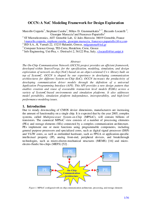 (PDF) OCCN: a NoC modeling framework for design exploration