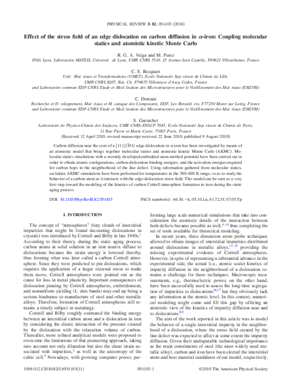 (PDF) Effect of the stress field of an edge dislocation on carbon ...