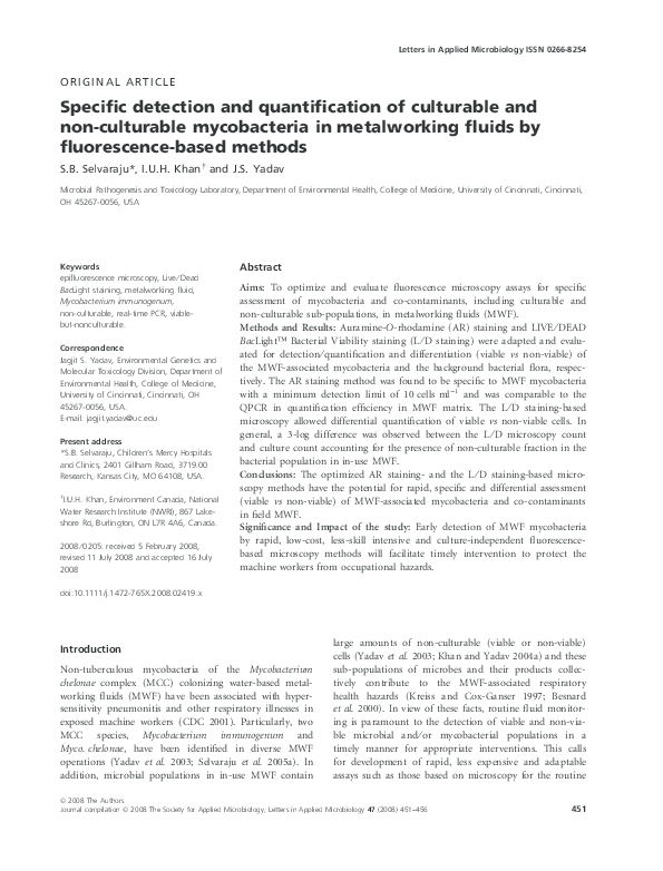(PDF) Specific detection and quantification of culturable and non