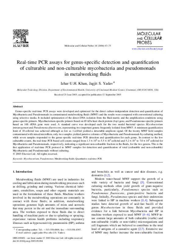 (PDF) Realtime PCR assays for genusspecific detection and