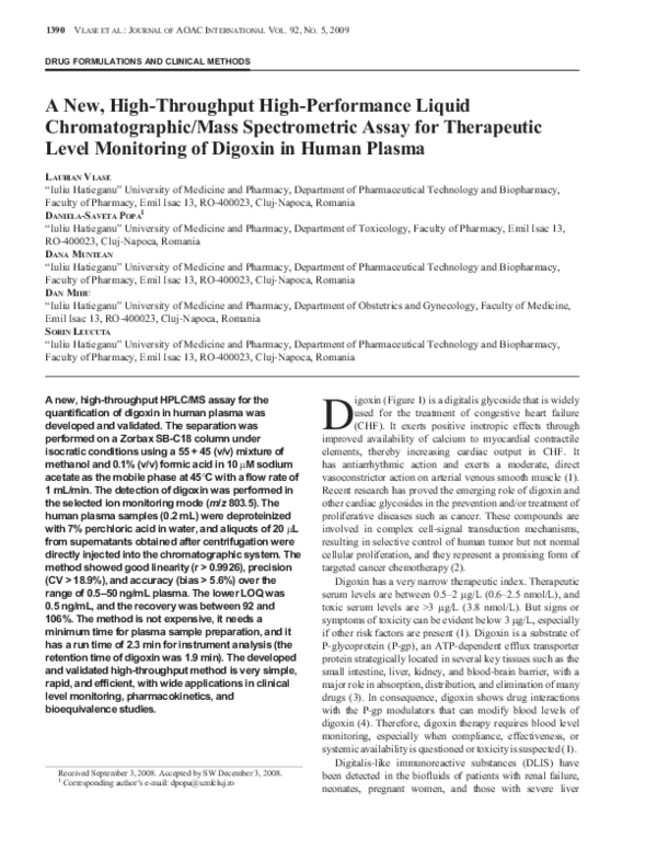 (PDF) A New, High-Throughput HPLC/MS Assay for Therapeutic Level ...