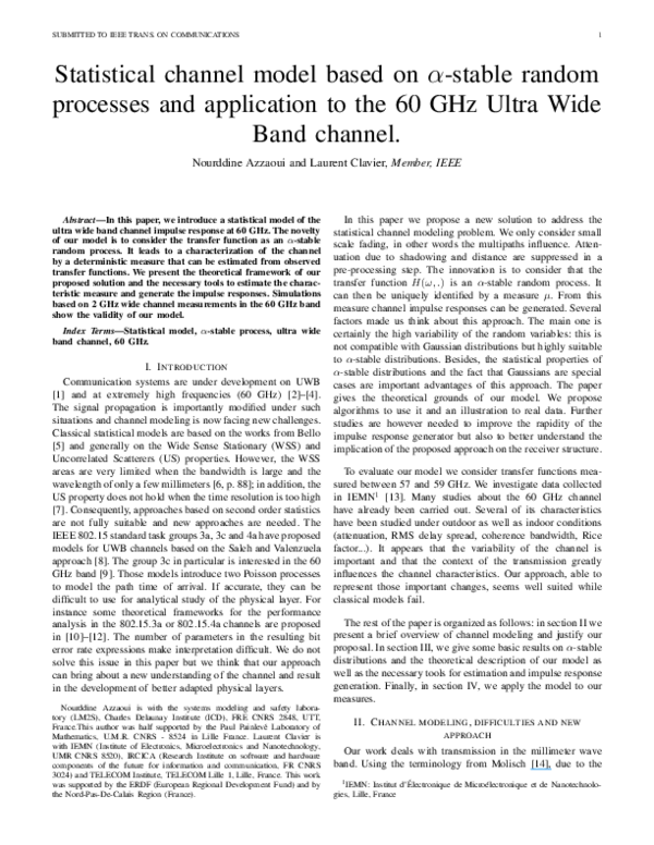 (PDF) Statistical channel model based on α-stable random processes and ...