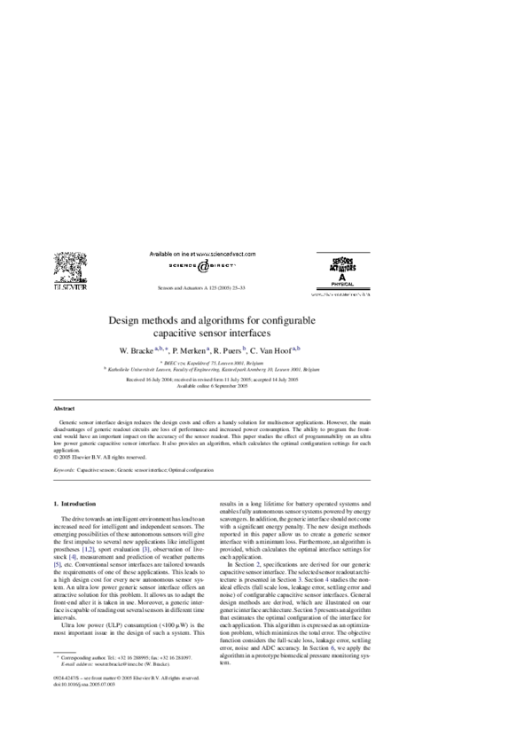 (PDF) Design methods and algorithms for configurable capacitive sensor ...