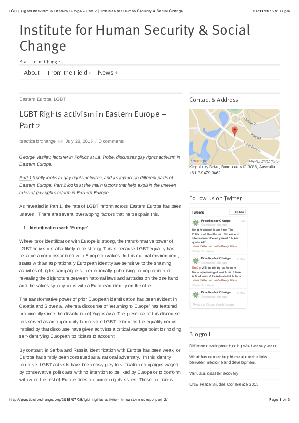 (PDF) 'LGBT Rights Activism in Eastern Europe – Part 2'