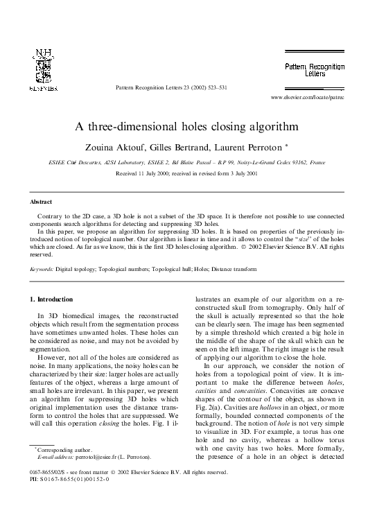 (PDF) A three-dimensional holes closing algorithm