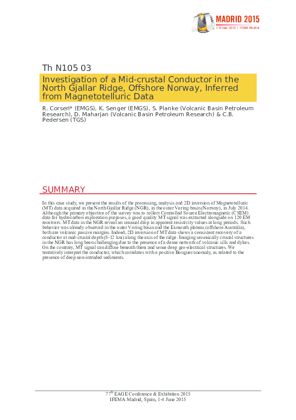 (PDF) Investigation of a Mid-crustal Conductor in the North Gjallar ...