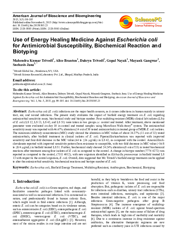 (PDF) Antibiotic Susceptibility Pattern of Escherichia coli Isolated