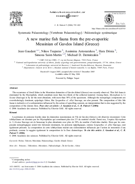 (PDF) A new marine fish fauna from the pre-evaporitic Messinian of ...