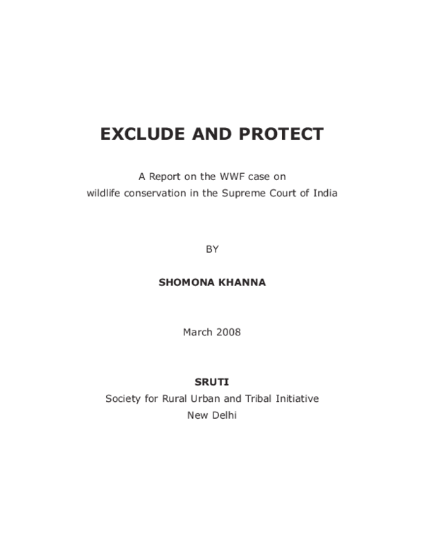 (PDF) Exclude and Protect: A Report on the WWF case on Wildlife ...