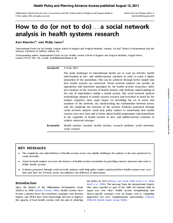 (PDF) How to do (or not to do) ... a social network analysis in health ...