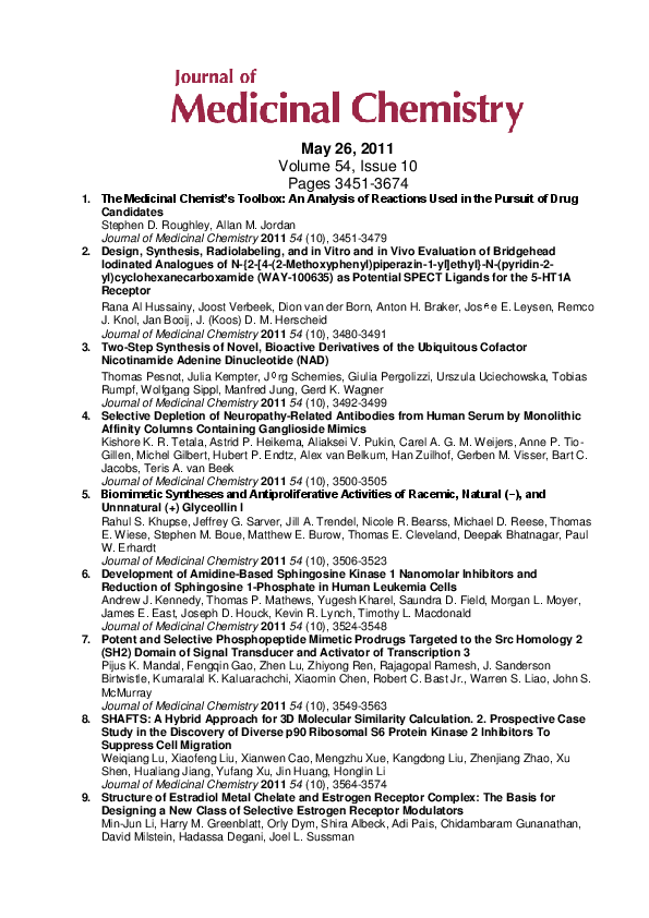 (PDF) The Medicinal Chemist’s Toolbox An Analysis of Reactions Used in