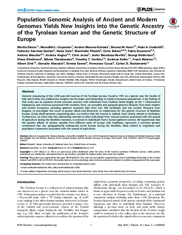 (PDF) Population Genomic Analysis of Ancient and Modern Genomes Yields ...
