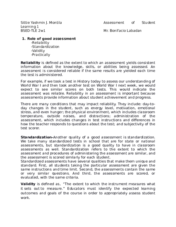 reliability of standardized tests