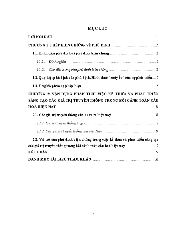 First page of “Tiểu luận”