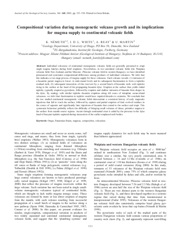 (PDF) Compositional variation during monogenetic volcano growth and its ...