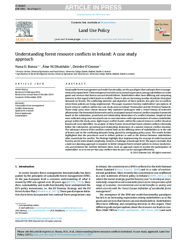 (PDF) Understanding forest resource conflicts in Ireland: A case study ...