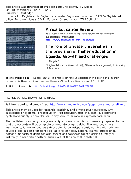  PDF The Role Of Private Universities In The Provision Of Higher 
