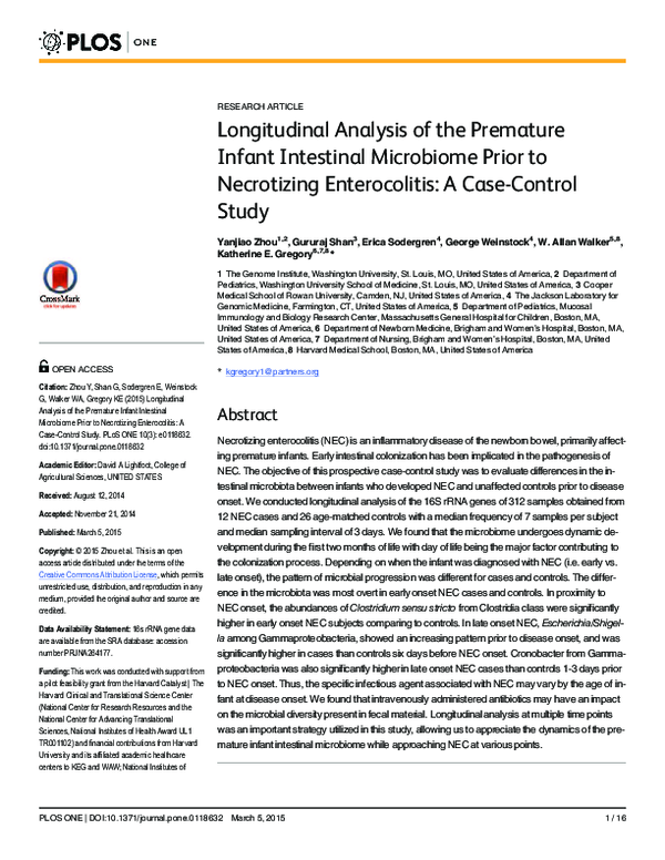 (PDF) Longitudinal analysis of the premature infant intestinal