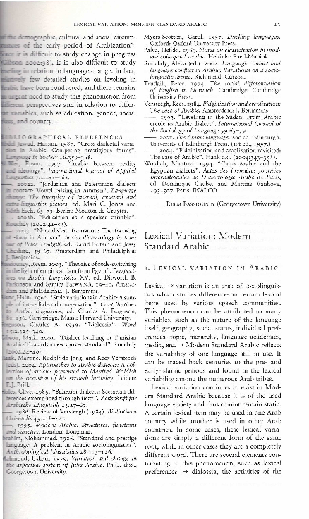 (PDF) Lexical Variation in Modern Standard Arabic