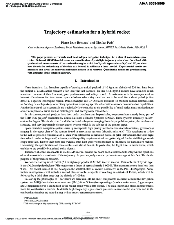 (PDF) Trajectory estimation for a hybrid rocket