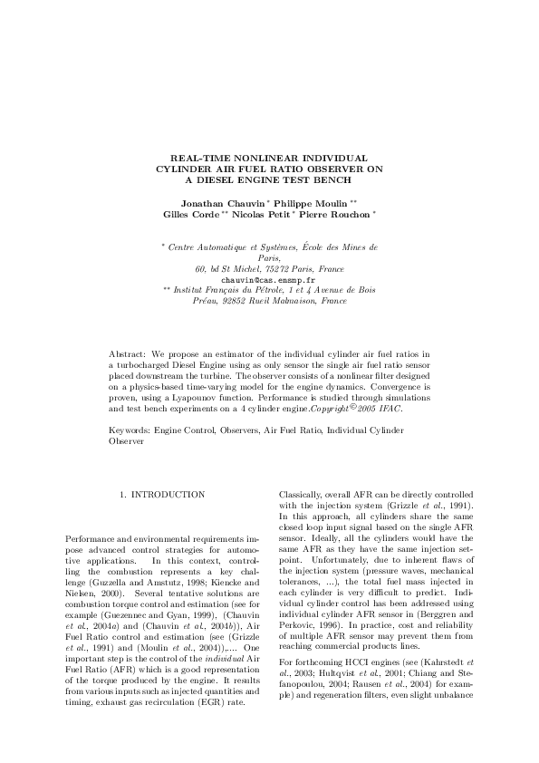 (PDF) Realtime individual cylinder air fuel ratio observer