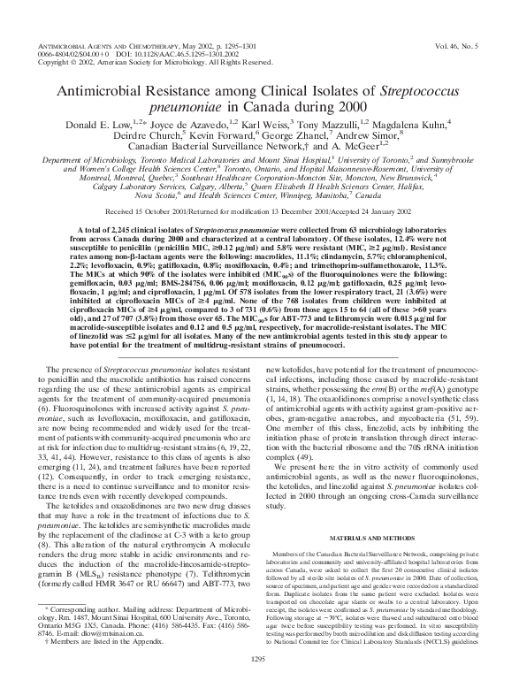 (PDF) Antimicrobial Resistance among Clinical Isolates of Streptococcus ...