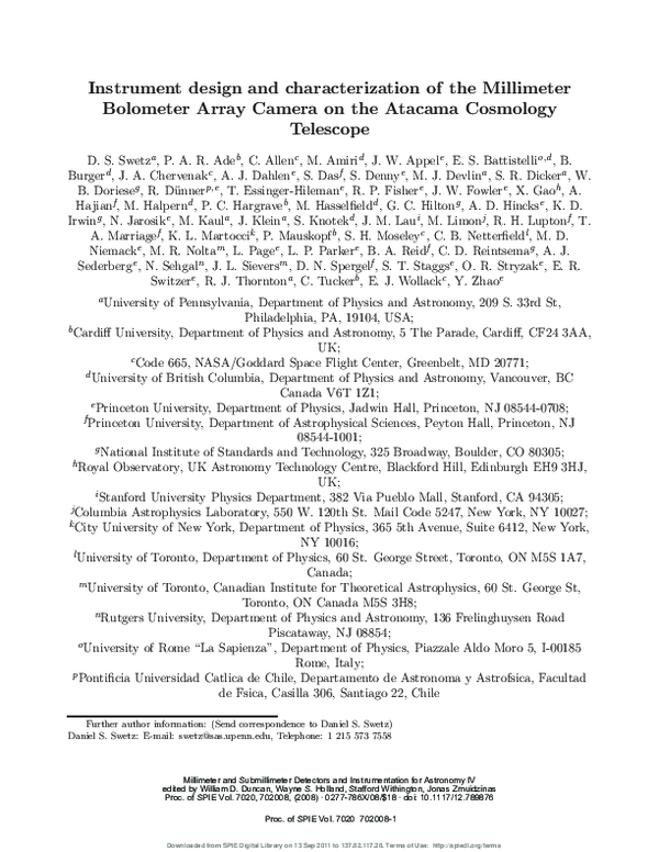 (PDF) Instrument design and characterization of the Millimeter ...