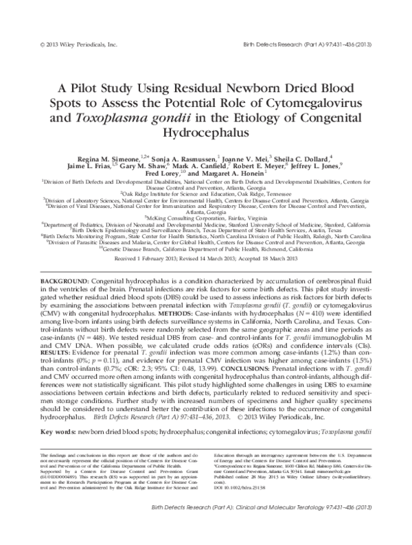 (PDF) A pilot study using residual newborn dried blood spots to assess ...