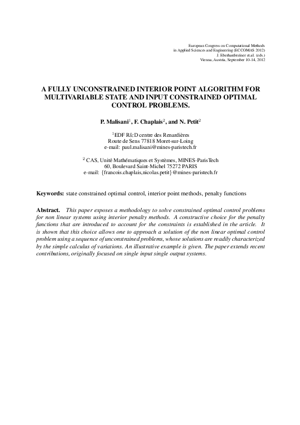 (PDF) A fully unconstrained interior point algorithm for multivariable ...