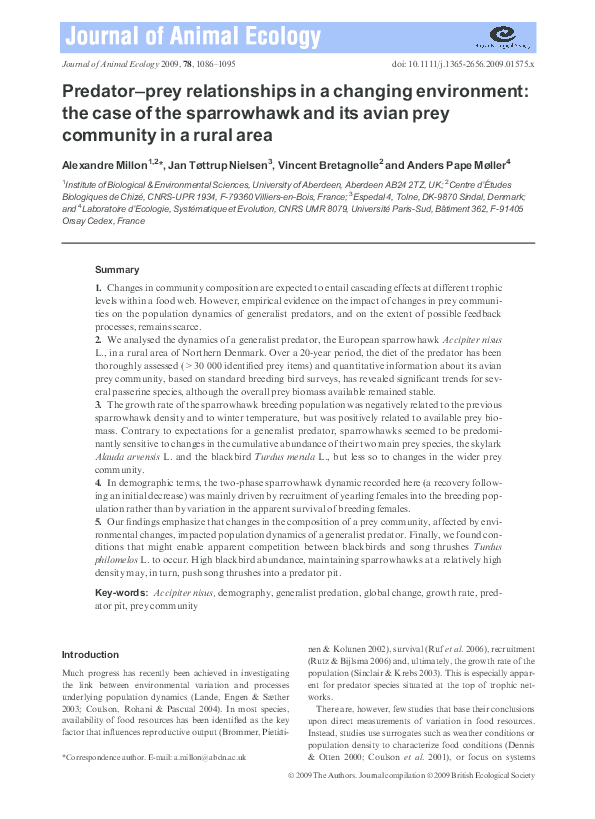 (PDF) Predator-prey relationships in a changing environment: The case ...