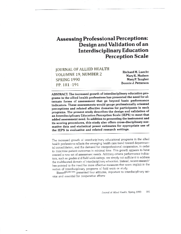 (PDF) Assessing professional perceptions: design and validation of an ...